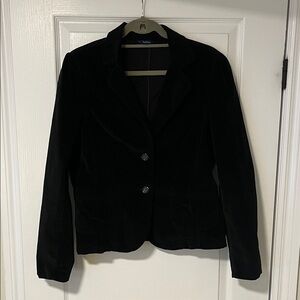 Black Velvet Blazer Jacket - Women's Tailored Two-Button